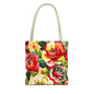 Floral Print Tote Bag - Colorful Reusable Shopping Bag Picnic Essential