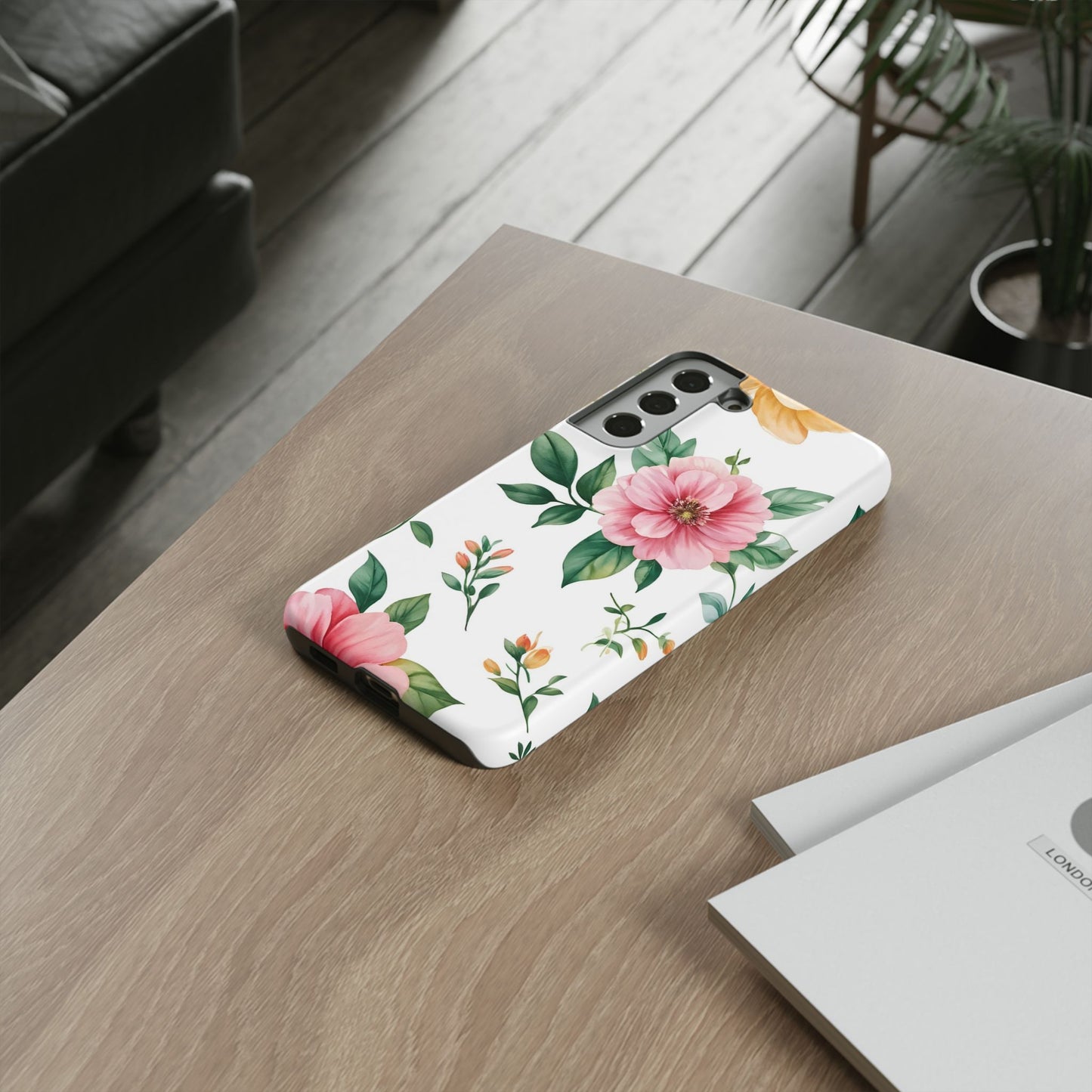 Floral Tough Phone Case — Pink Peony Protective Phone Cover