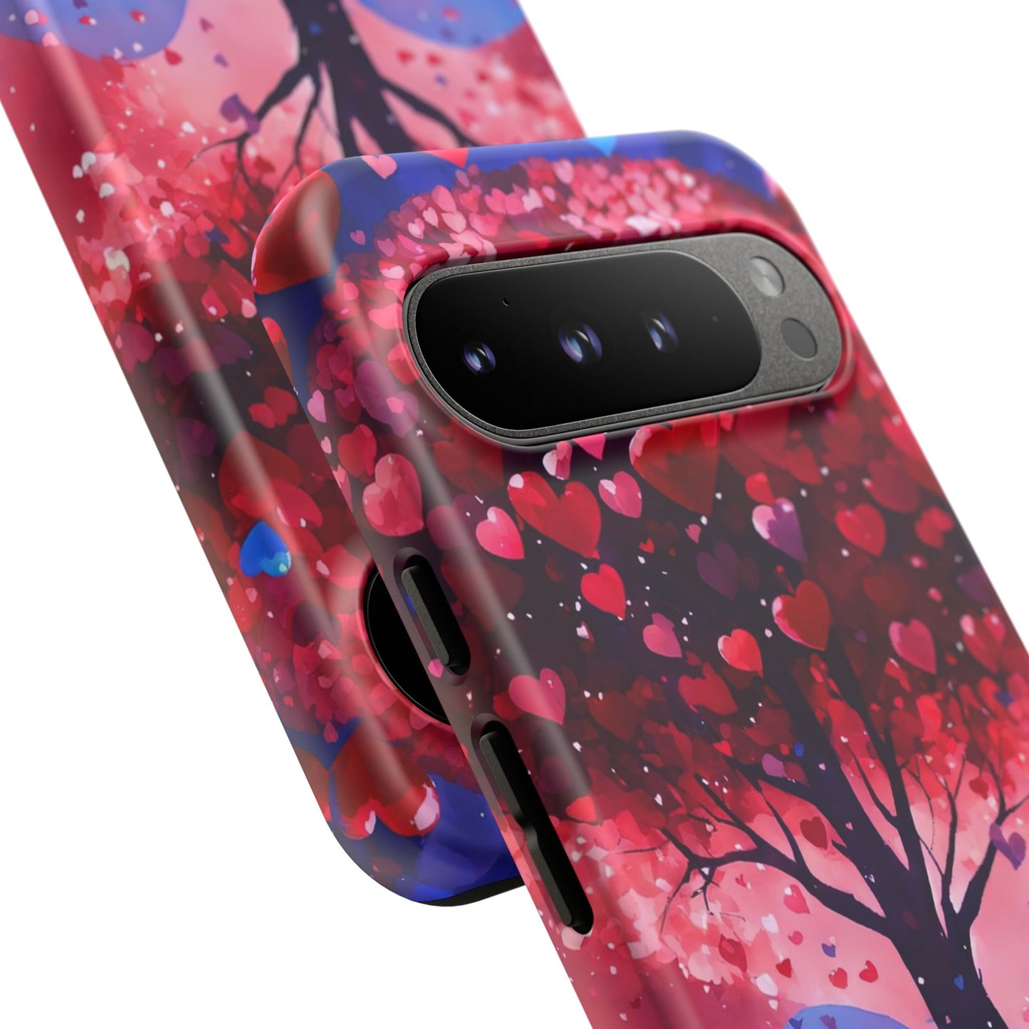 Heart Tree Phone Case — Romantic Red & Blue Protective Tough Case