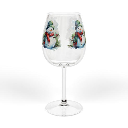12oz Snowman Wine Glass - Christmas Holiday Holiday Cheer Stemmed Glass