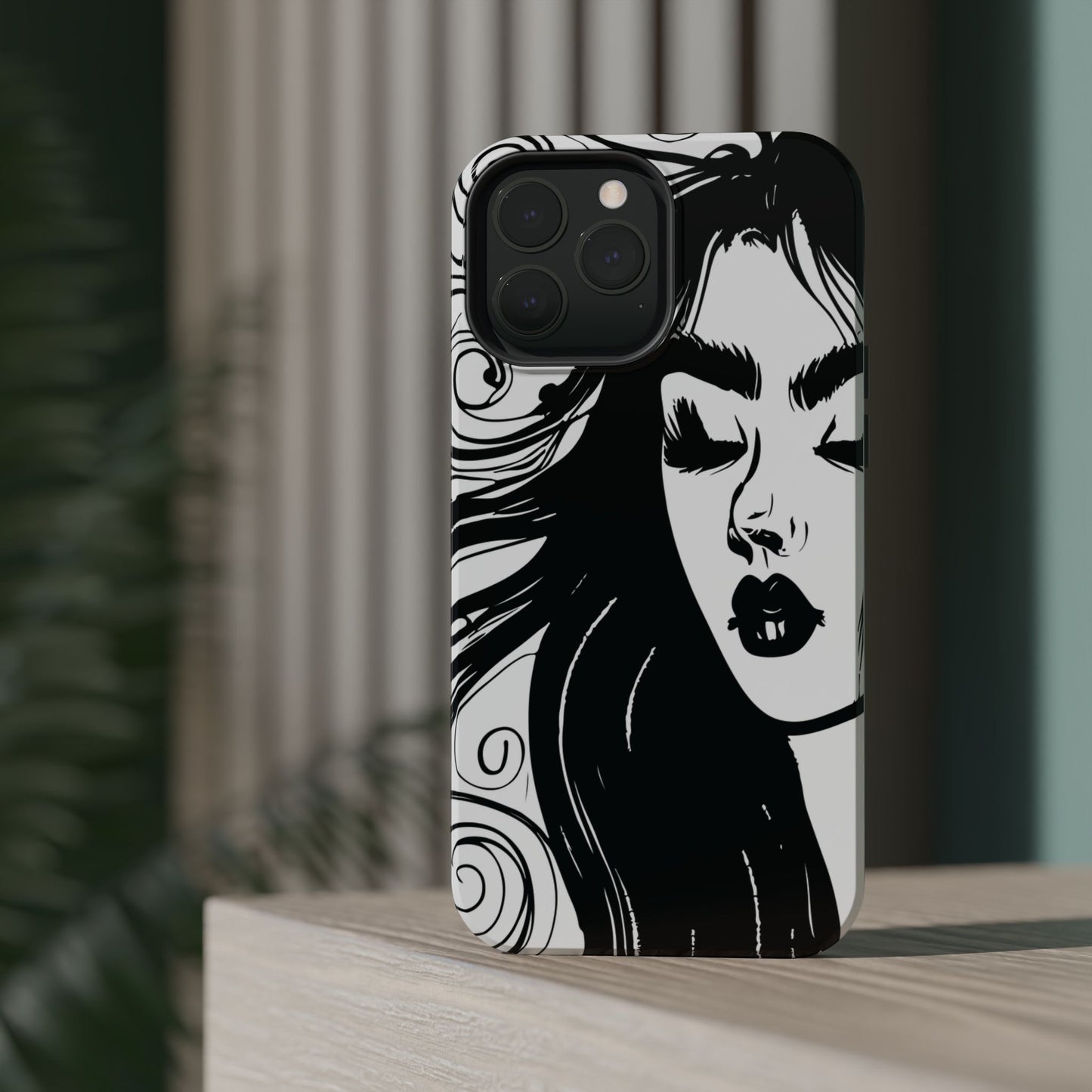 Artistic Black & White Portrait Phone Case — Magnetic Impact-Resistant