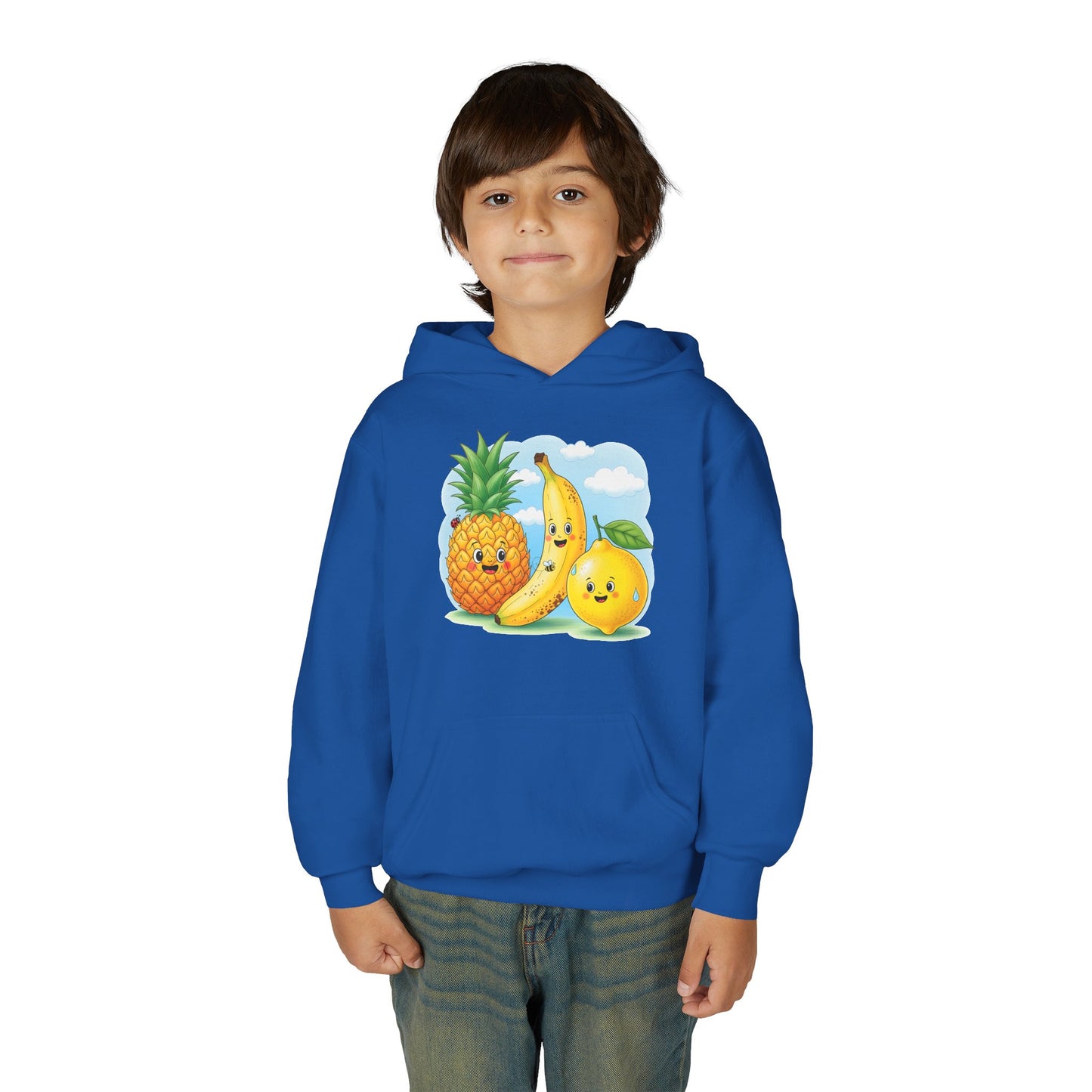Kids Tropical Fruit Hoodie — Cute Pineapple, Banana & Orange Graphic Sweatshirt