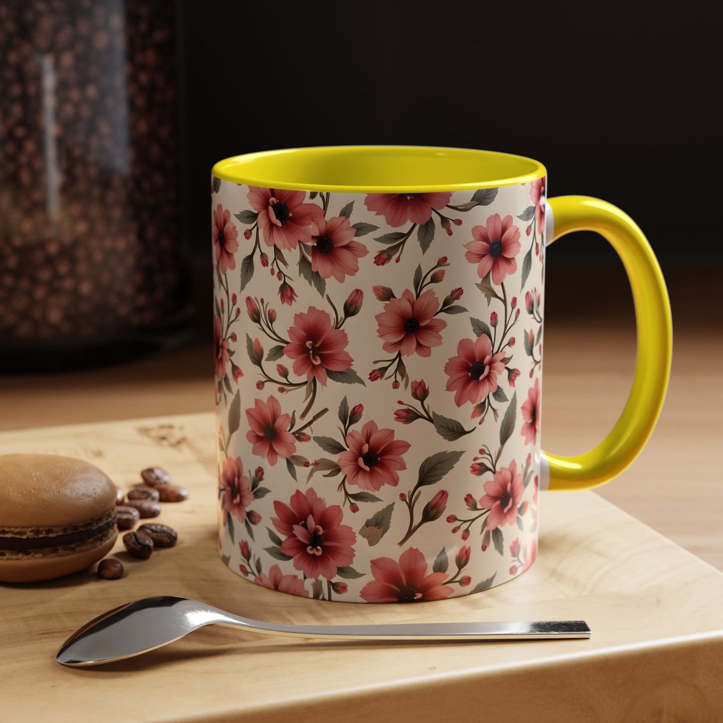 Floral Accent Coffee Mug, Cute Gift for Her, Coffee Lover's Mug, Mother's Day Gift, Housewarming Tea Mug