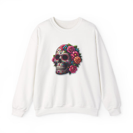 Sugar Skull Crewneck Sweatshirt — Floral Day of the Dead Graphic