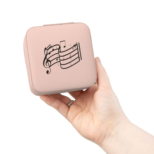 Music Note Jewelry Travel Case — Compact Pink Travel Jewelry Organizer