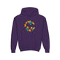 Youth Floral Hoodie – Orange & Teal Flower Circle Design