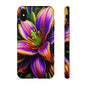 Floral Neon Tough Phone Case — Vivid Purple & Orange Lily Protective Cover