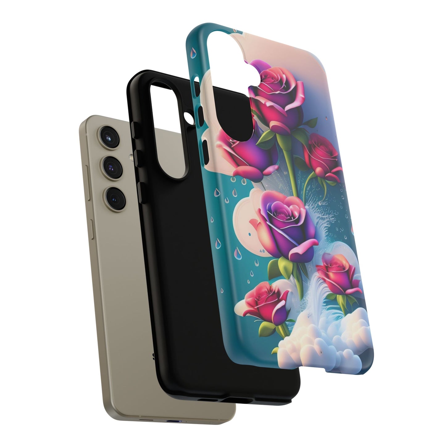 Floral Dream Tough Phone Case — Rose Bouquet Clouds Design