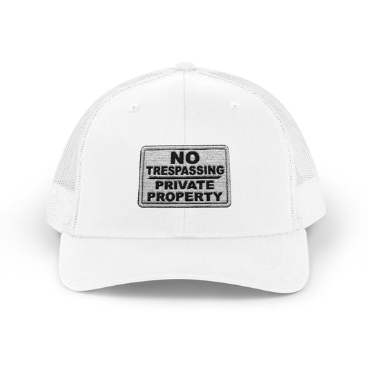 No Trespassing Snapback Trucker Cap, Outdoor Adventure Hat, Unique Gift for him, Summer Casual Style, Trendy Accessory