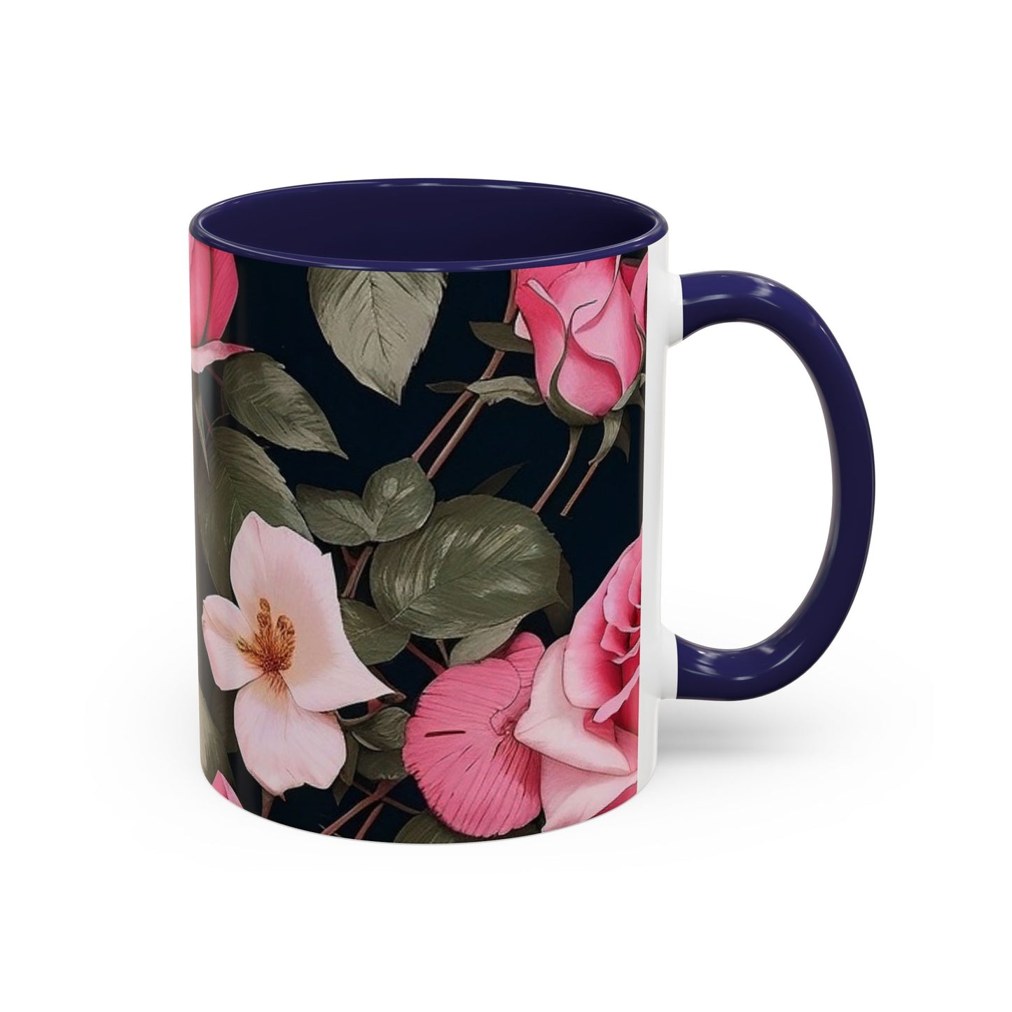 Floral Accent Coffee Mug, Gift for Her, Cute Floral Mug, Spring Decor, Coffee Lover Gift