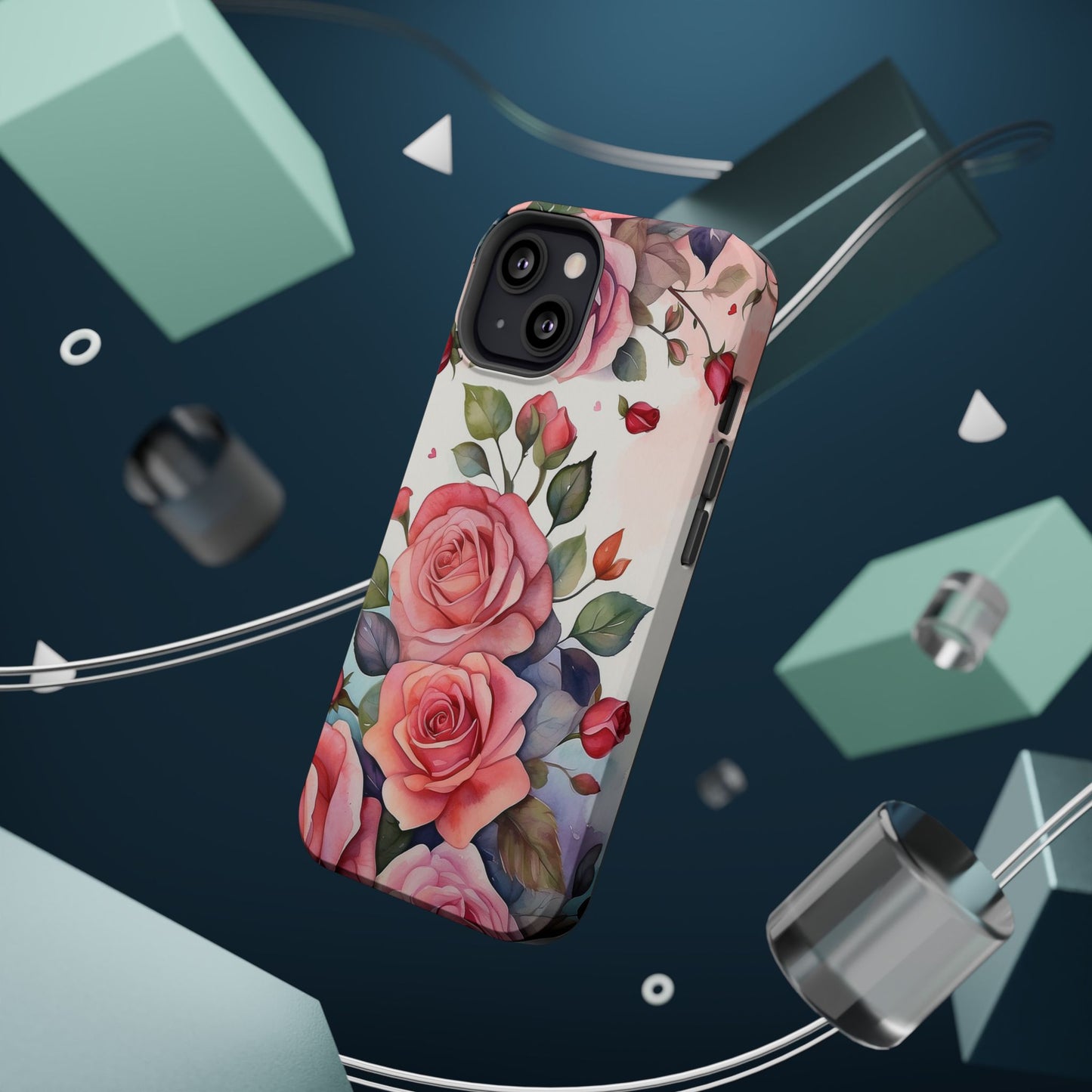 Floral Rose Magnetic Phone Case — Impact-Resistant Protective Cover