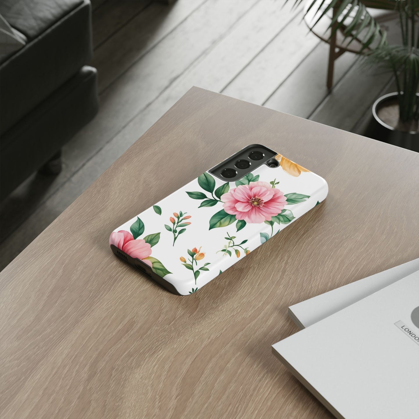 Floral Tough Phone Case — Pink Peony Protective Phone Cover