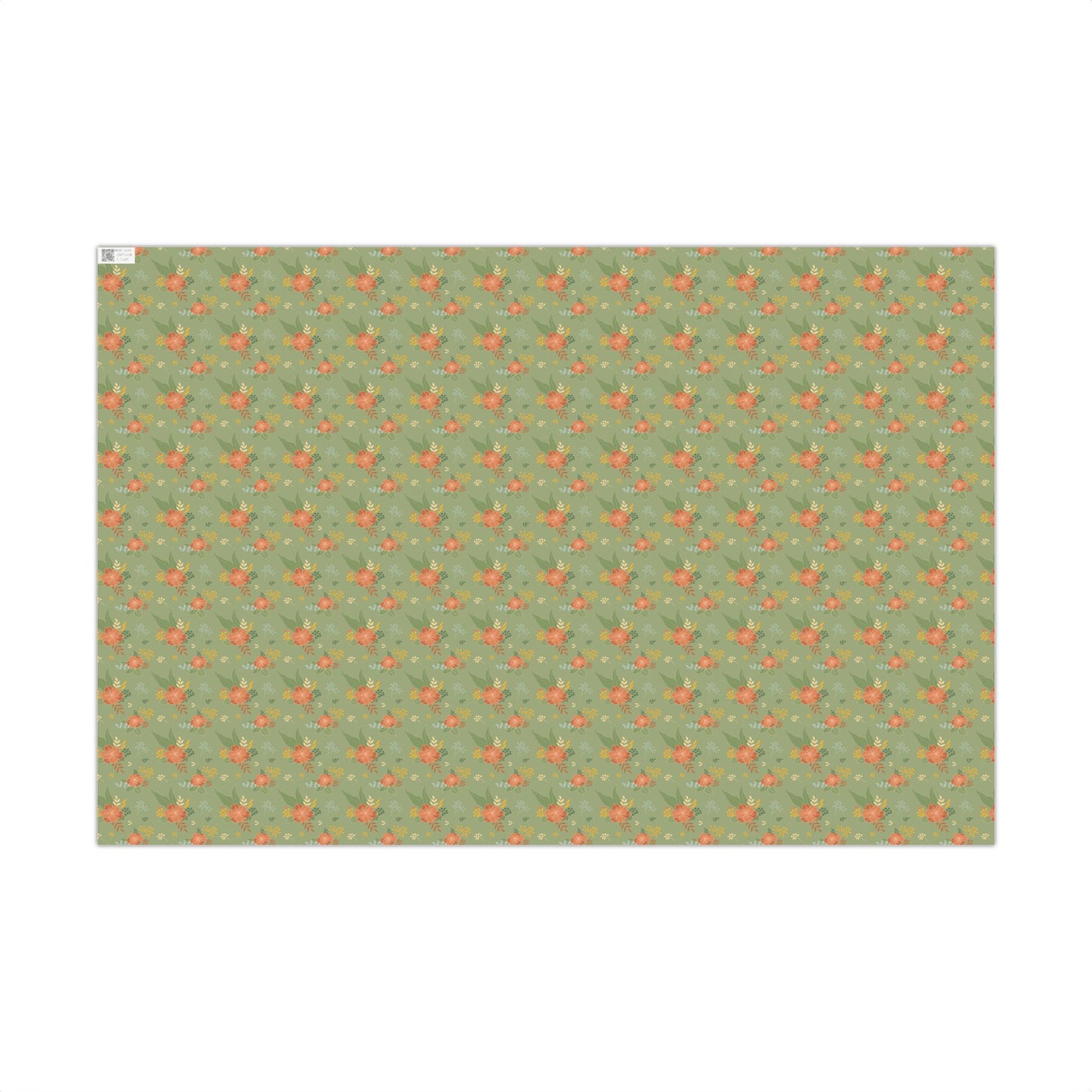 Gift Wrap Paper — Vintage Green Floral Pattern, Rose Bouquet Wrapping Sheets