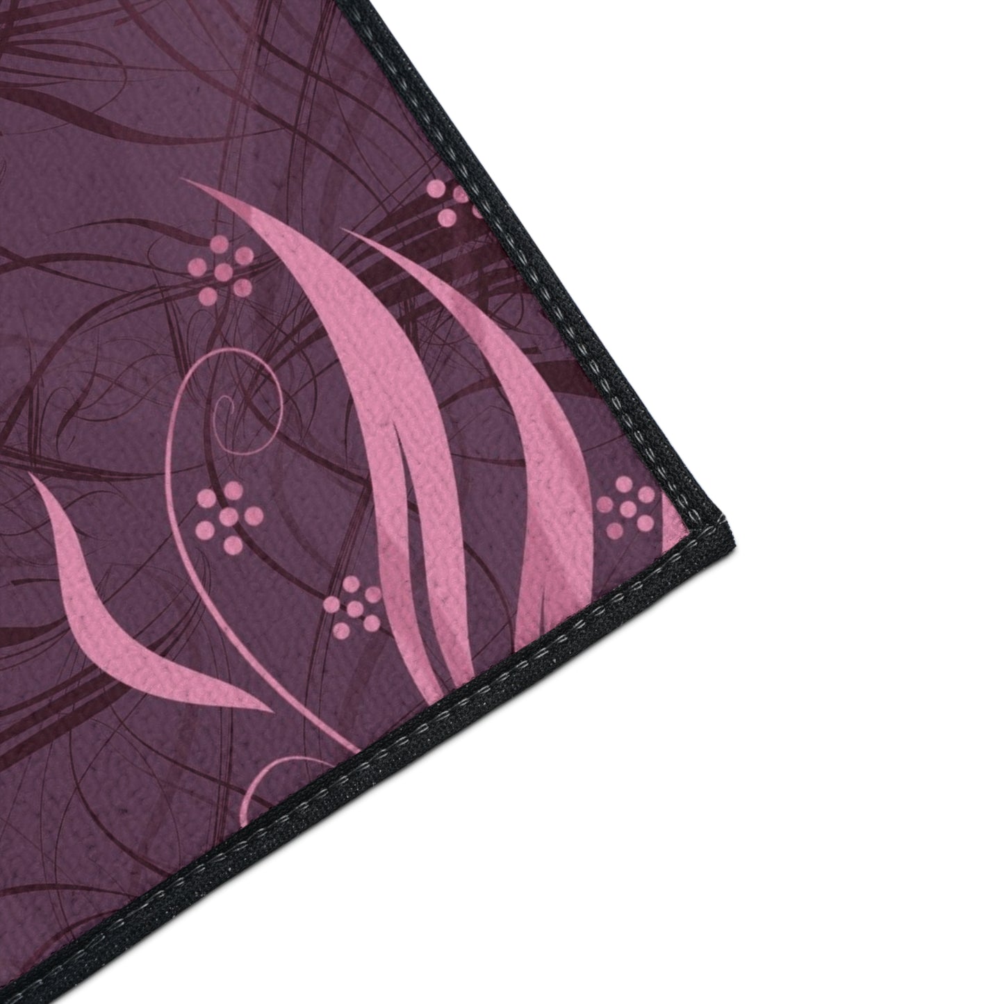 Floral Swirl Heavy-Duty Floor Mat — Pink Abstract Entry Rug