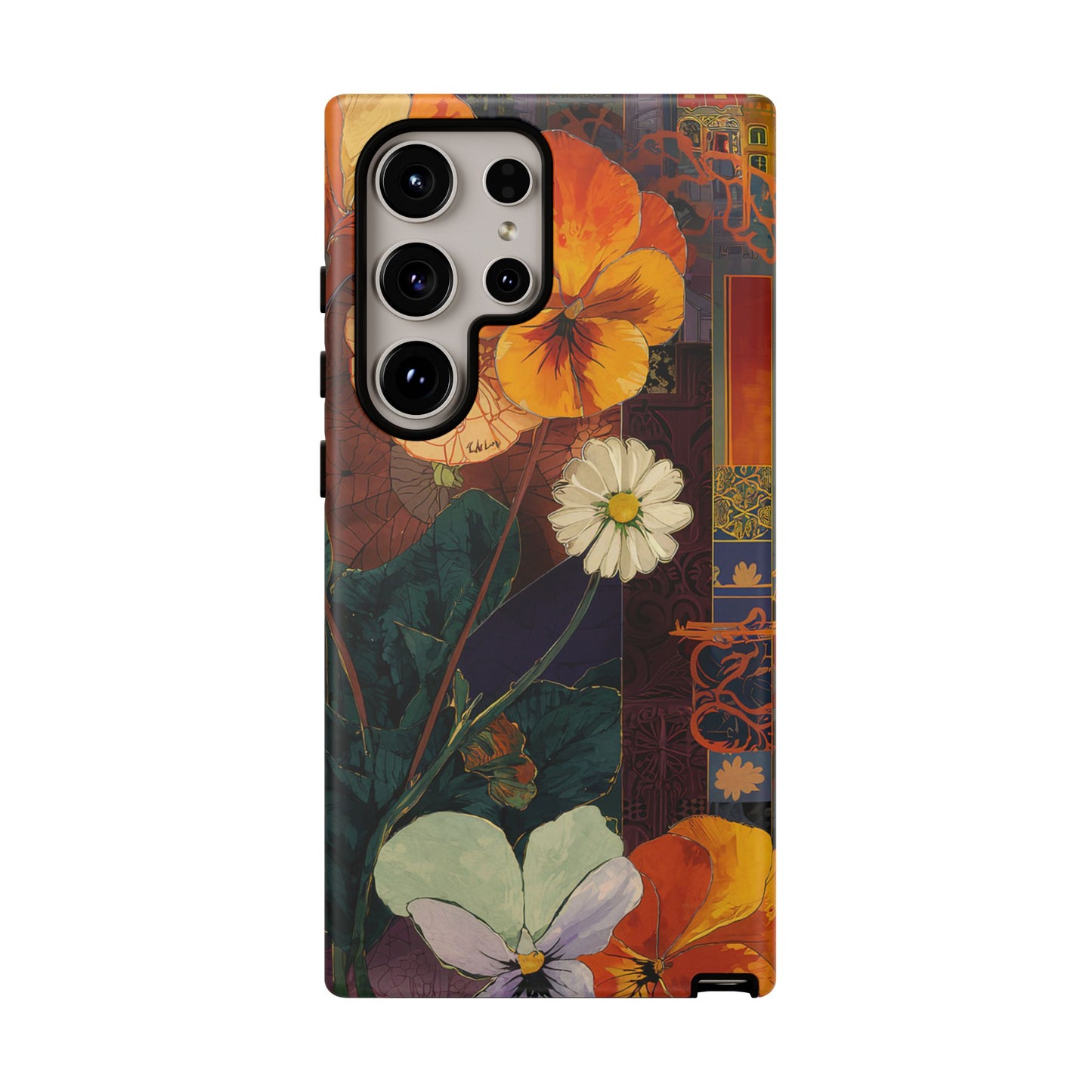 Floral Pansy Tough Phone Case — Vintage Botanical Protection