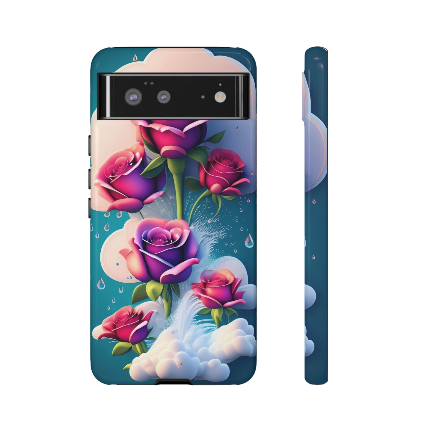 Floral Dream Tough Phone Case — Rose Bouquet Clouds Design