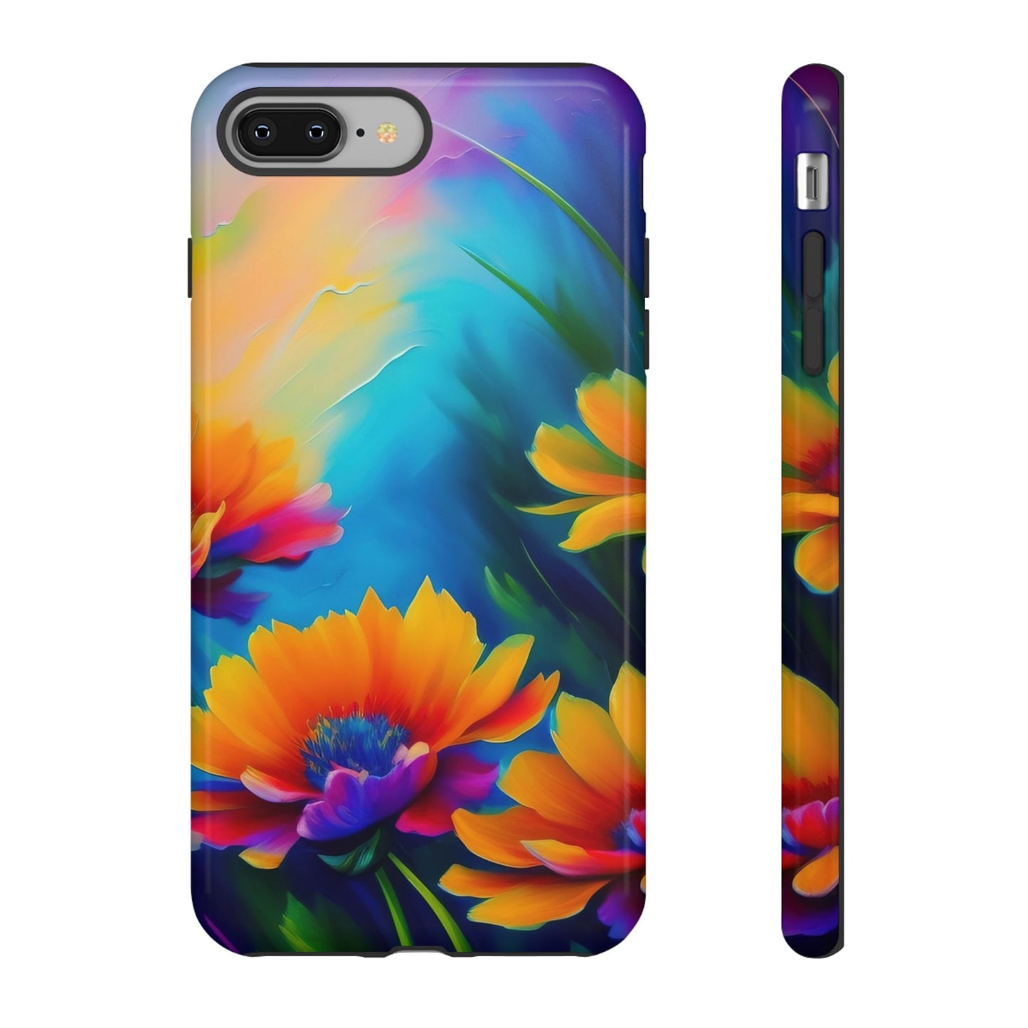 Floral Sunset Tough Phone Case — Vibrant Watercolor Flowers Protective Cover