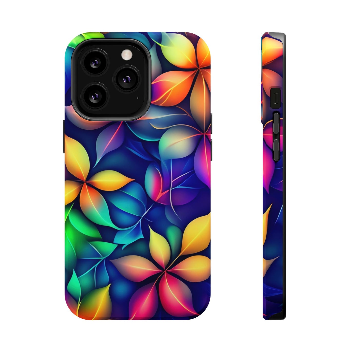 Floral Prism Magnetic Impact-Resistant Phone Case — Colorful Gradient Petal Design