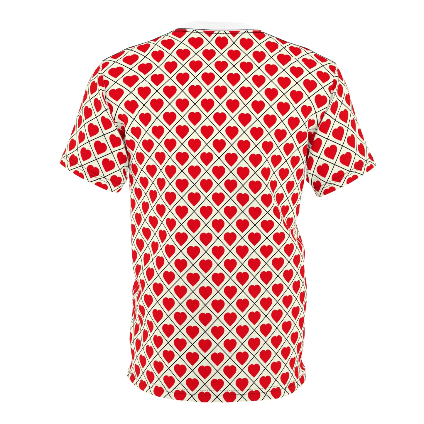 Allover Red Heart Pattern Tee – Valentine’s Day Cut & Sew Shirt