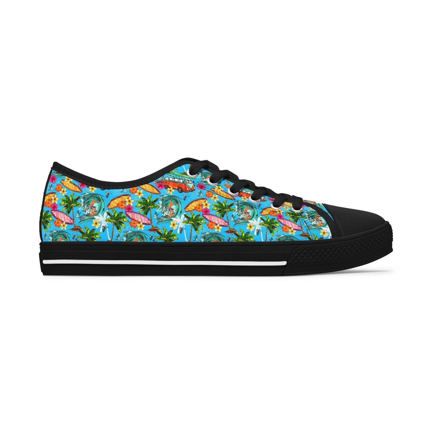 Low Top Sneakers — Tropical Flamingo Print Canvas Shoes