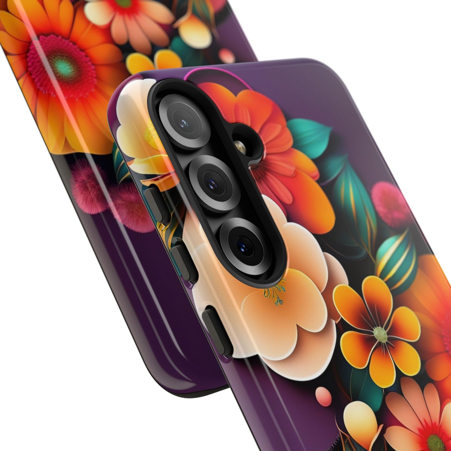 Floral Burst Tough Phone Case — Colorful Retro Flowers Protective Cover