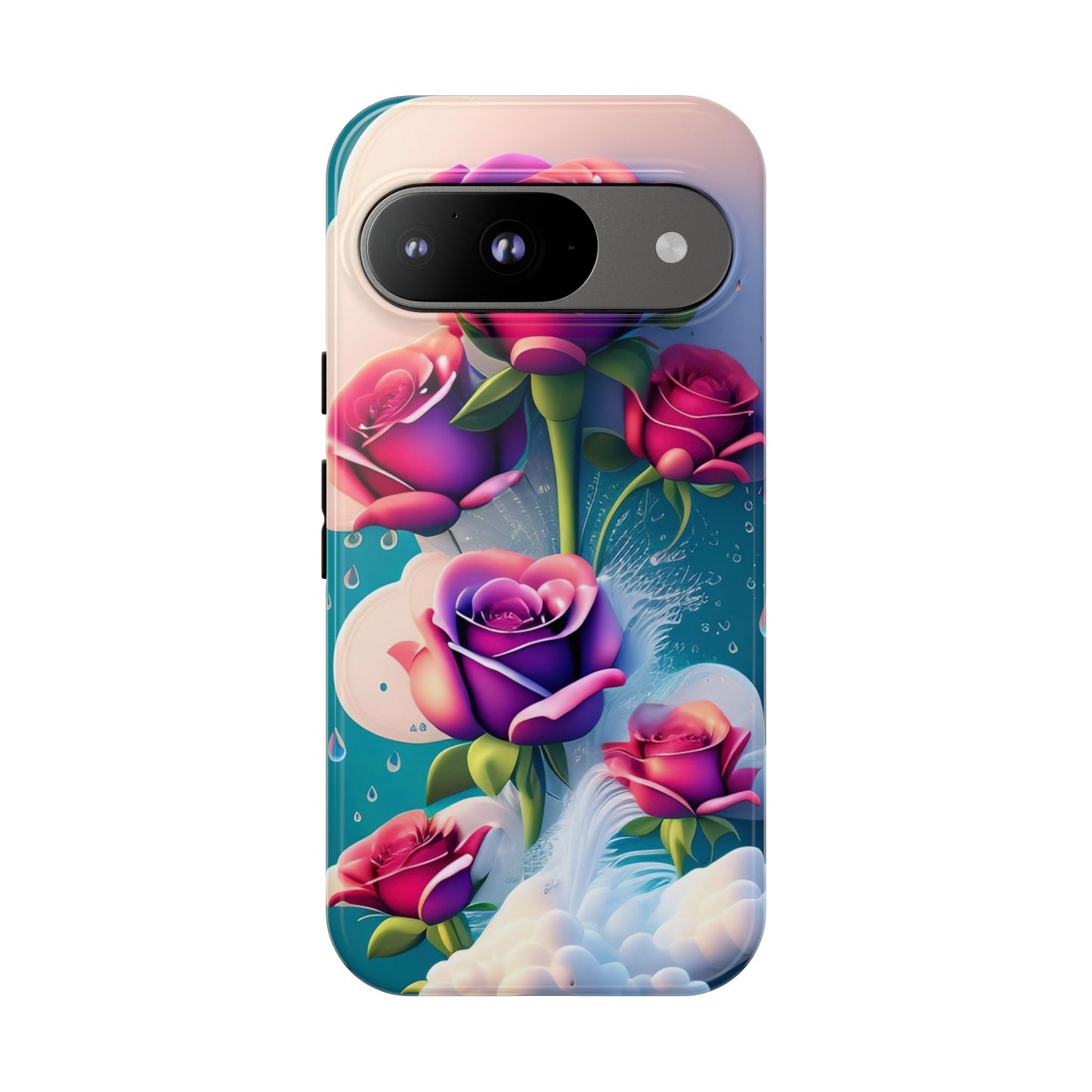 Floral Dream Tough Phone Case — Rose Bouquet Clouds Design