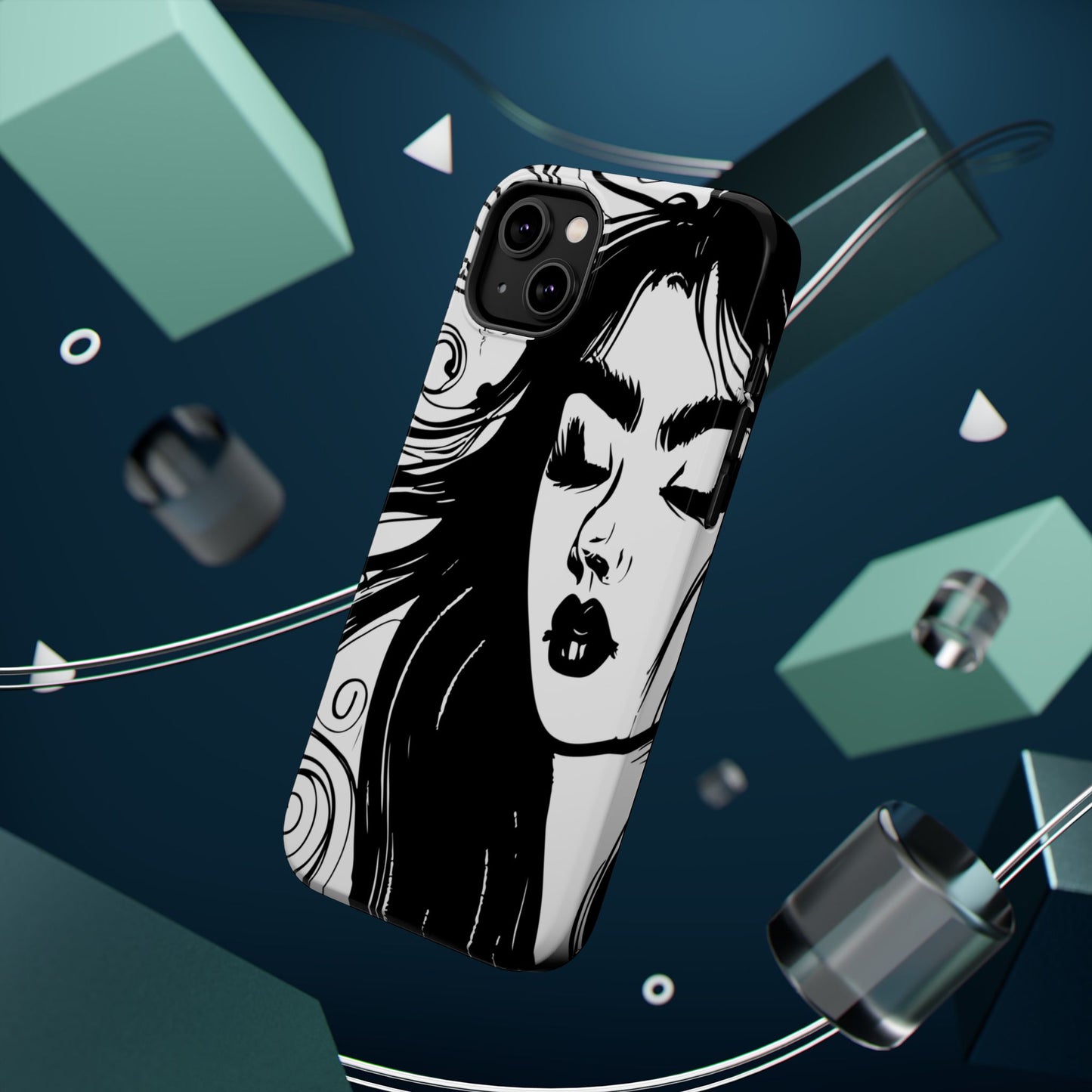 Artistic Black & White Portrait Phone Case — Magnetic Impact-Resistant