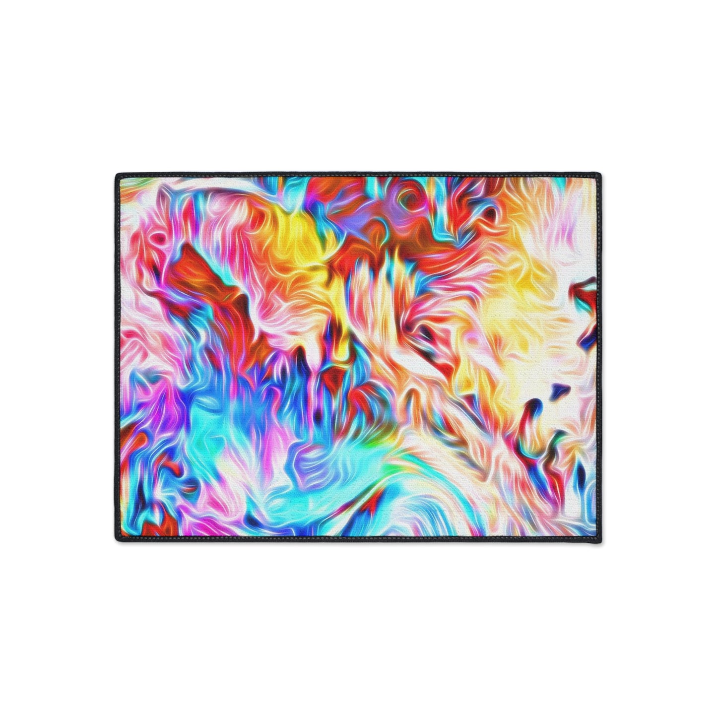 Abstract Swirl Heavy-Duty Floor Mat — Vibrant Colorful Entryway Rug