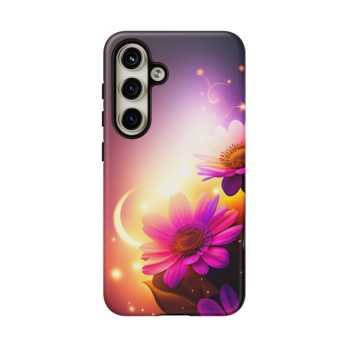 Floral Moonlight Phone Case – Purple Daisy Protective Cover