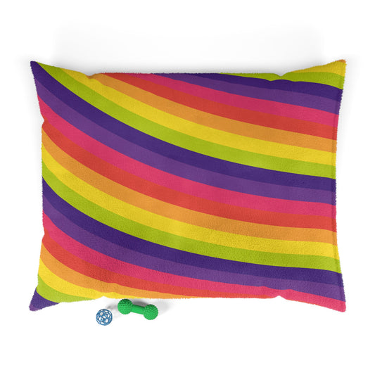 Cozy Rainbow Pet Bed, Cute Dog Bed, Colorful Cat Cushion, Soft Plush Pet Lounge, Unique Pet Gift for Holidays