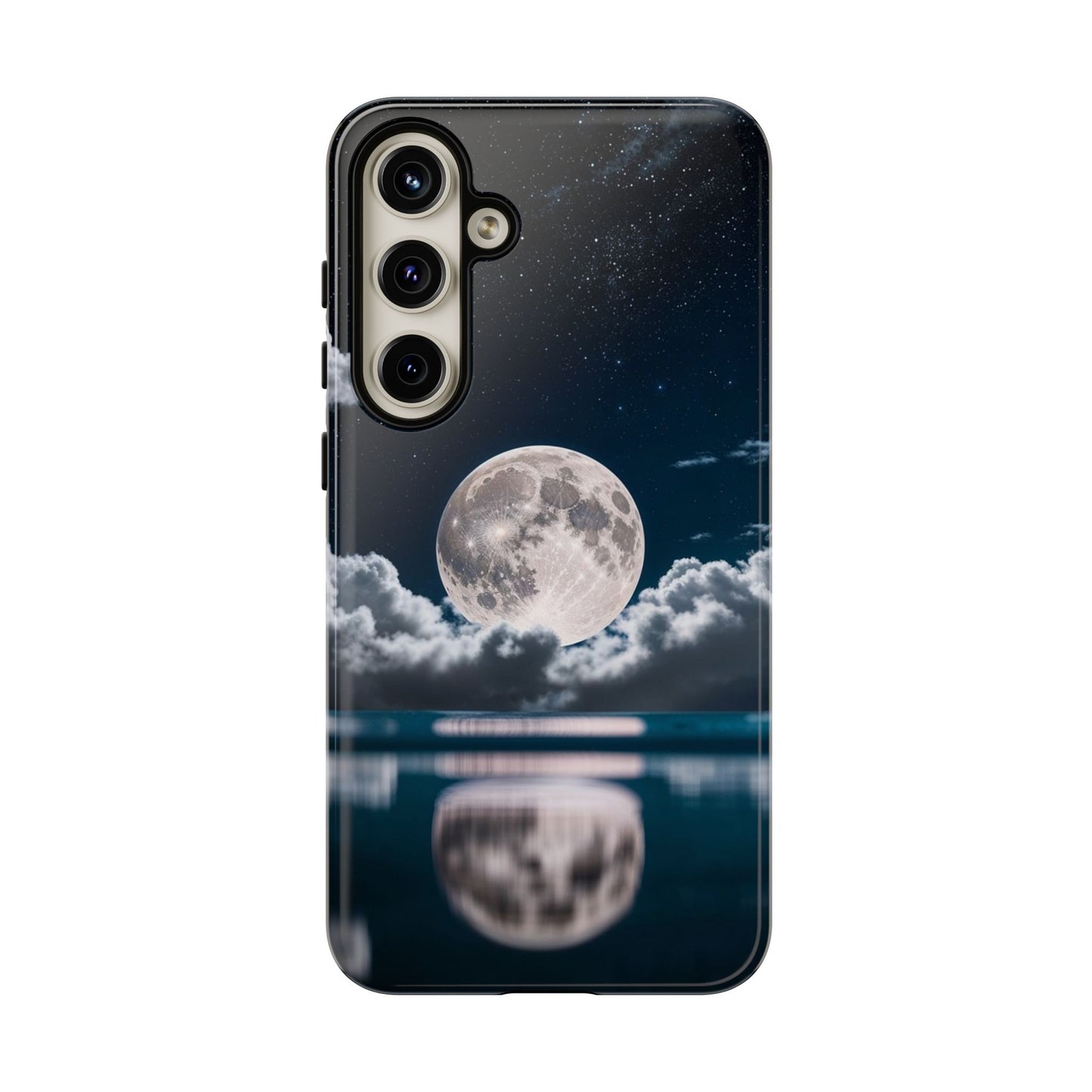 Moonlit Reflection Phone Case — Night Sky Moon & Clouds Tough Case