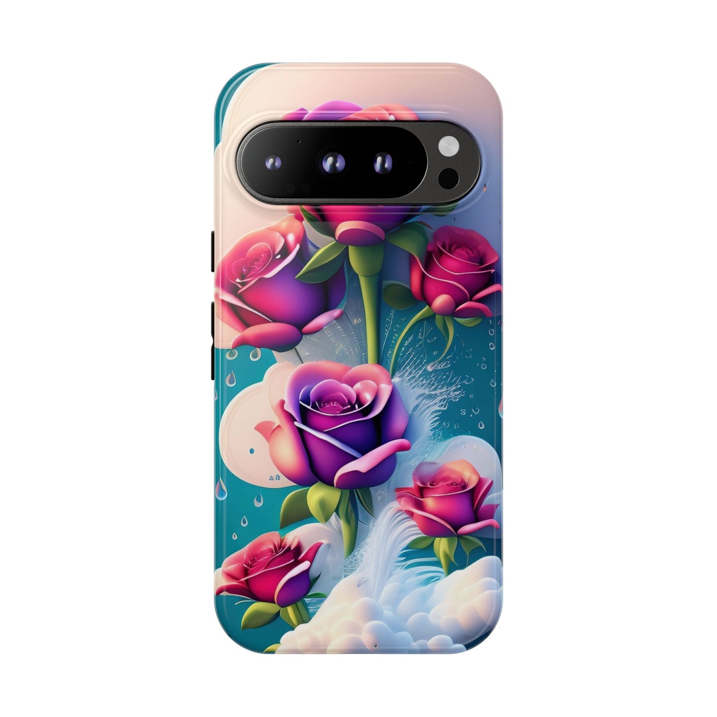 Floral Dream Tough Phone Case — Rose Bouquet Clouds Design