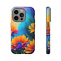 Floral Sunset Tough Phone Case — Vibrant Watercolor Flowers Protective Cover