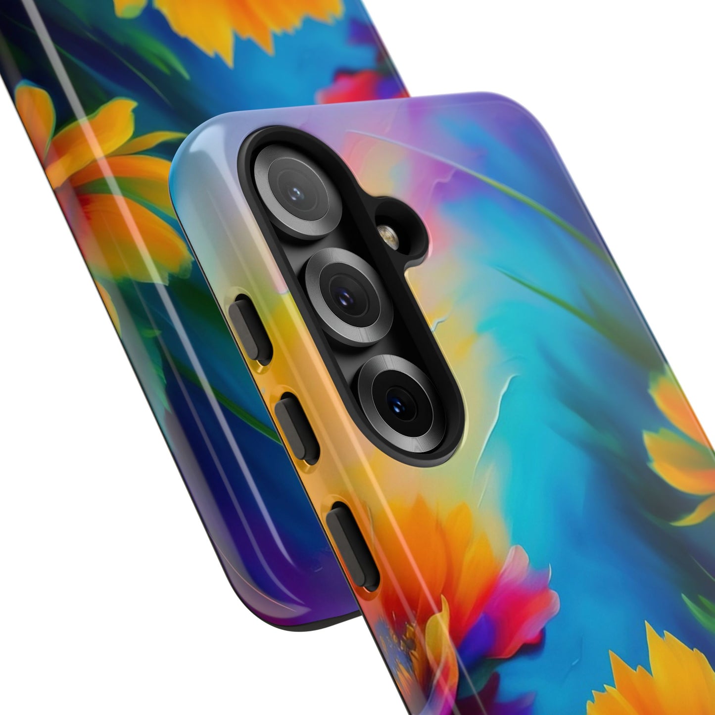 Floral Sunset Tough Phone Case — Vibrant Watercolor Flowers Protective Cover