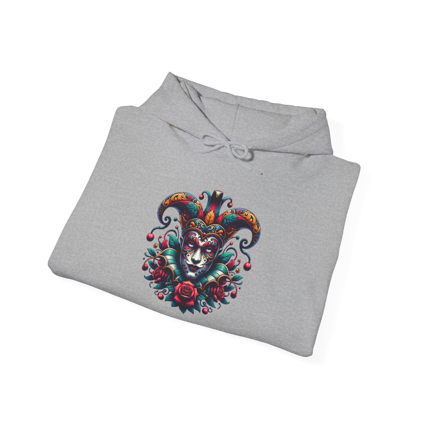 Colorful Jester Hoodie, Unique Graphic Sweatshirt