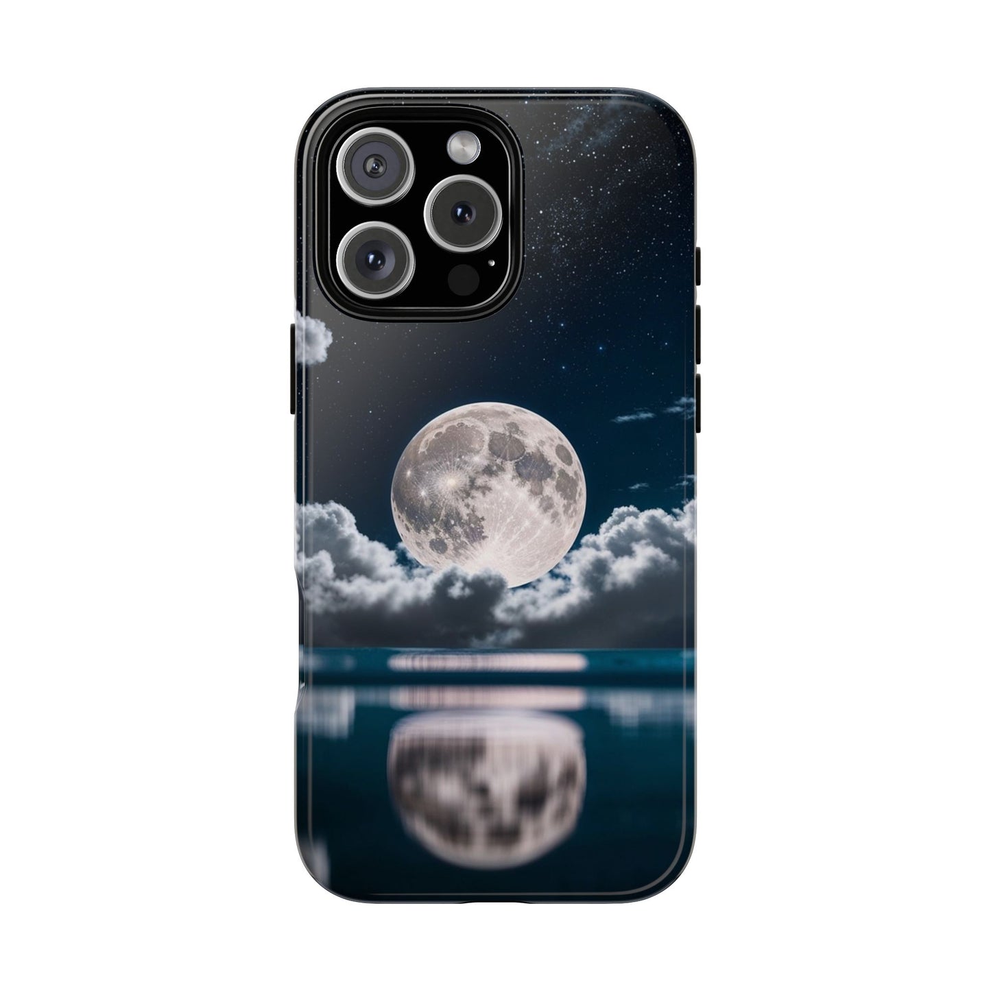 Moonlit Reflection Phone Case — Night Sky Moon & Clouds Tough Case