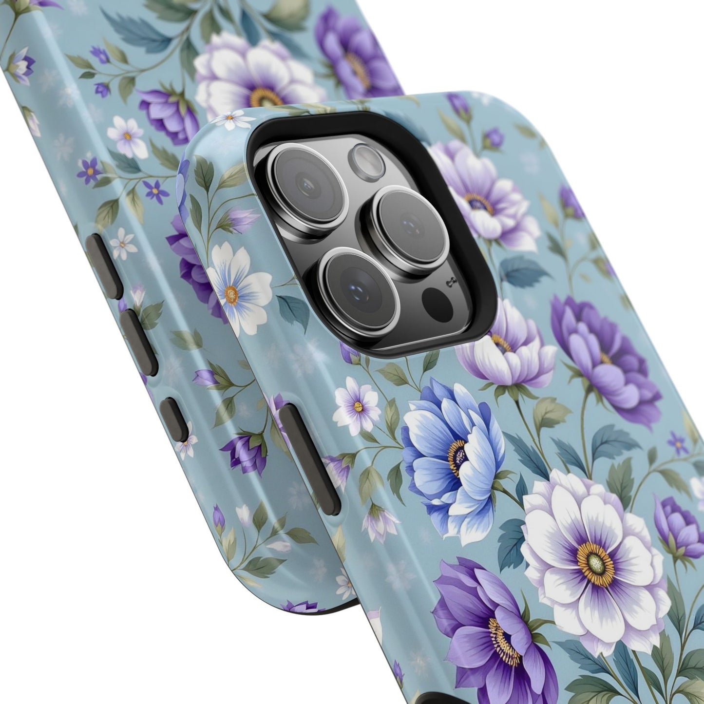 Floral Purple Peony Phone Case — Magnetic Impact‑Resistant Protective Cover