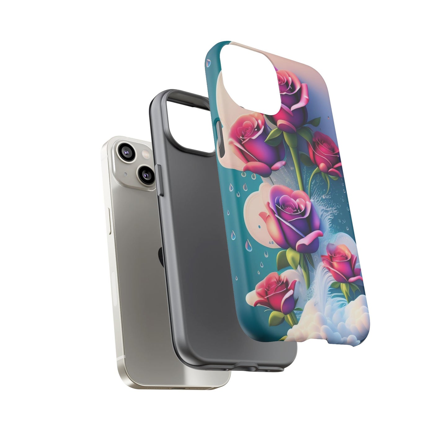 Floral Dream Tough Phone Case — Rose Bouquet Clouds Design