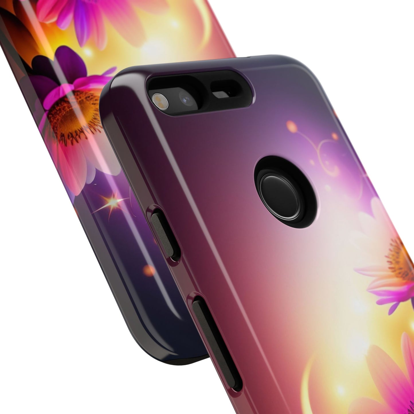 Floral Moonlight Phone Case – Purple Daisy Protective Cover