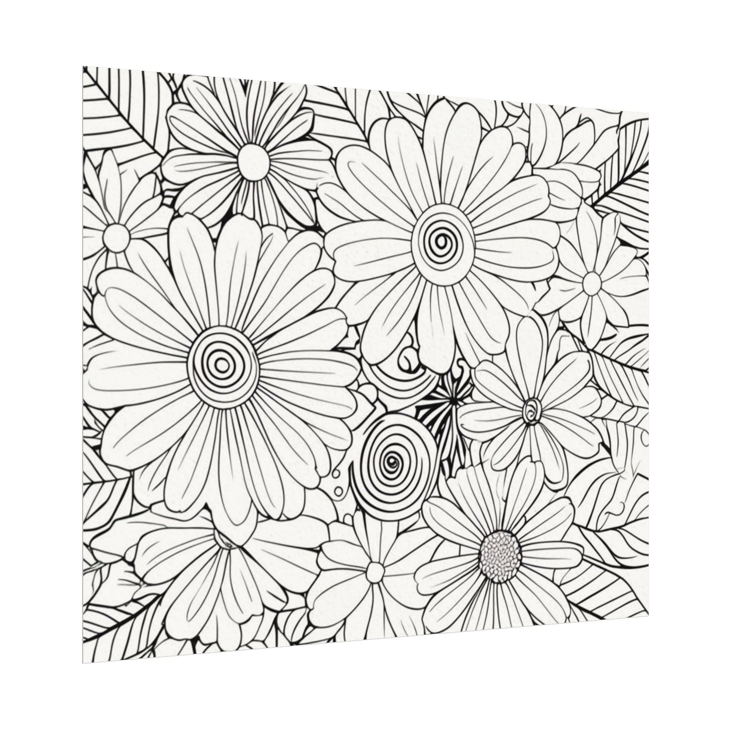 COLOR IT YOURSELF Floral Line Art Poster — Textured Matte Print
