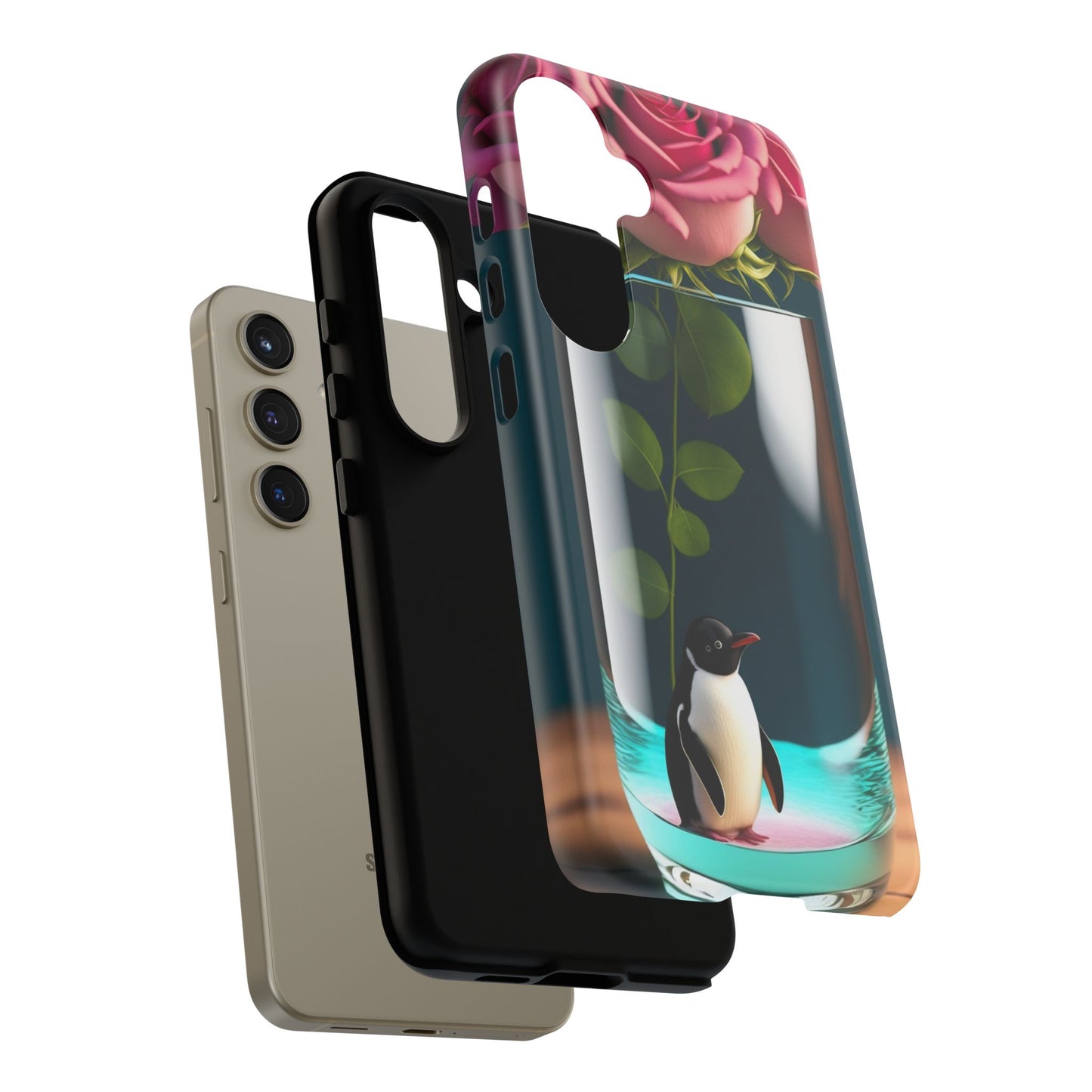 Penguin in a Glass Floral Tough Phone Case — Cute Protective Phone Cover