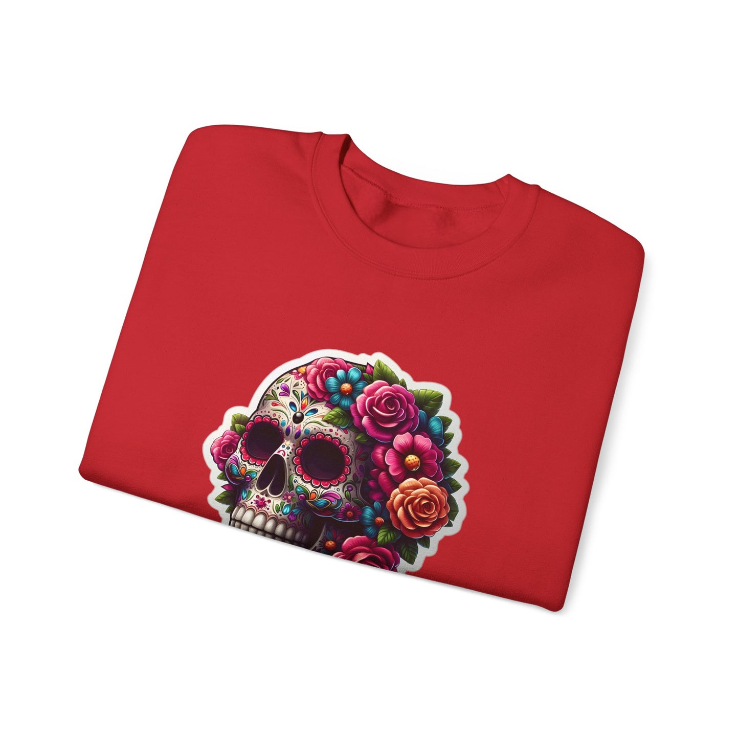 Sugar Skull Crewneck Sweatshirt — Floral Day of the Dead Graphic