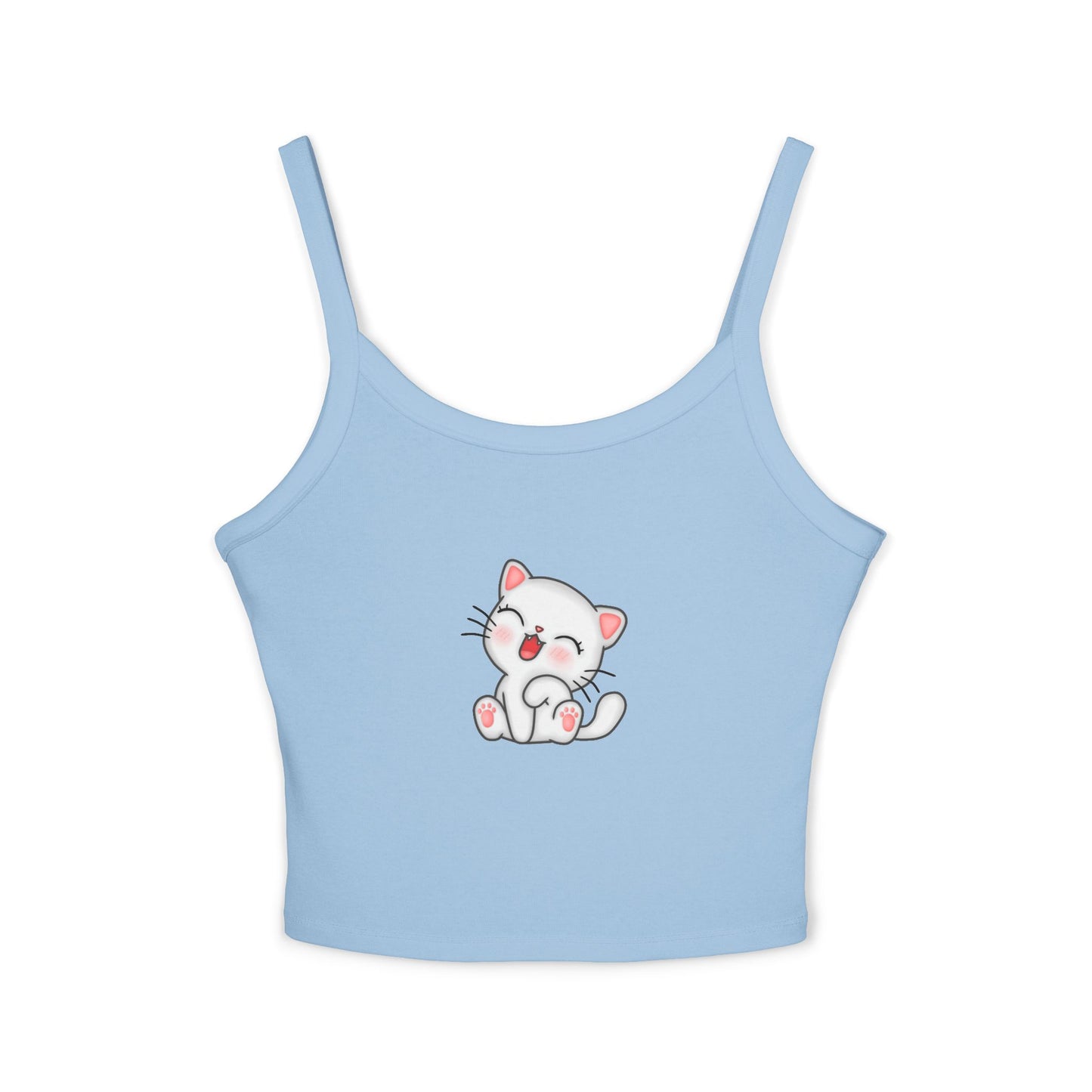 Cute Cat Graphic Women's Spaghetti Strap Tank Top, Summer Top, Cute Animal Shirt, Casual Wear, Gift for Cat Lovers