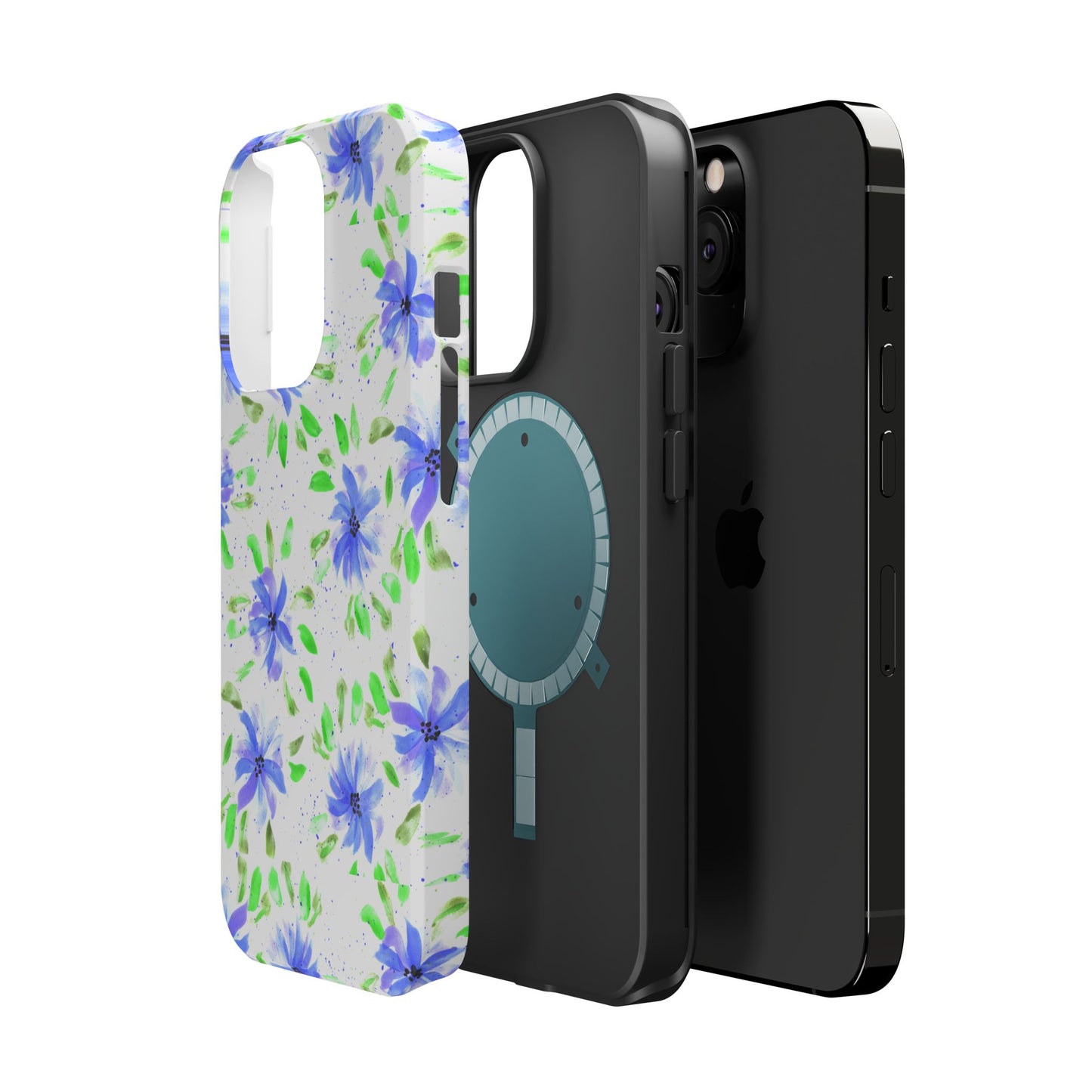 Floral Blue Watercolor Phone Case — Magnetic Impact-Resistant