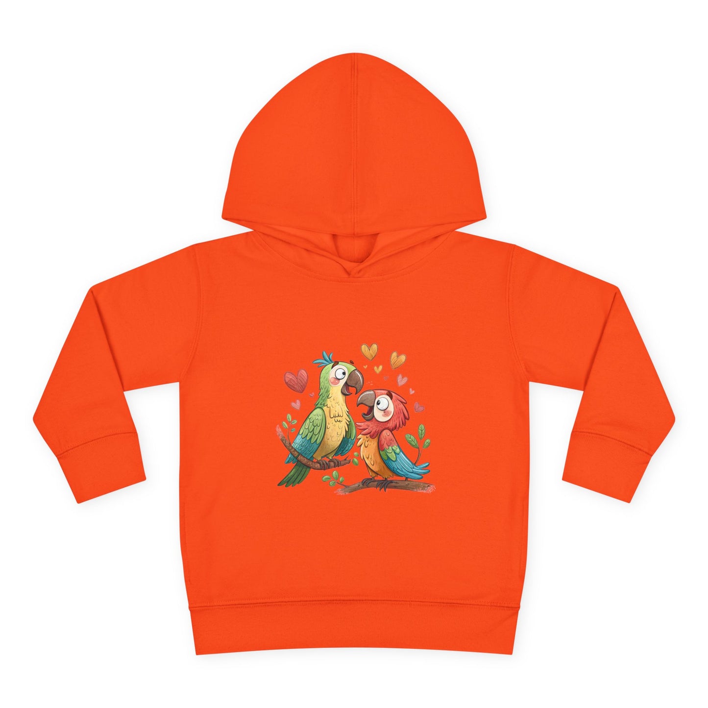 Toddler Hoodie — Cute Parrot Love Pullover (Heart Bird Kids Sweatshirt)