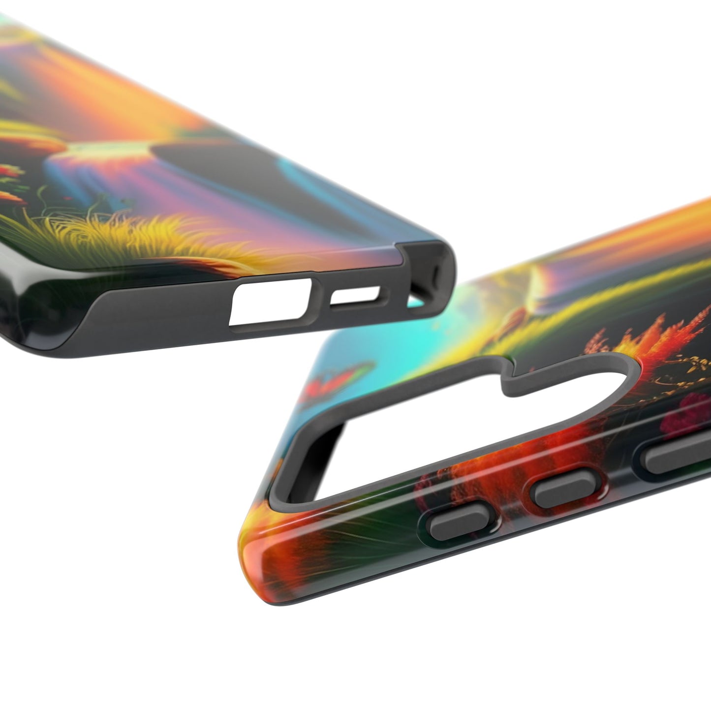 Phone Case - Vibrant Waterfall Landscape with Butterfly | Colorful Nature Protective Case