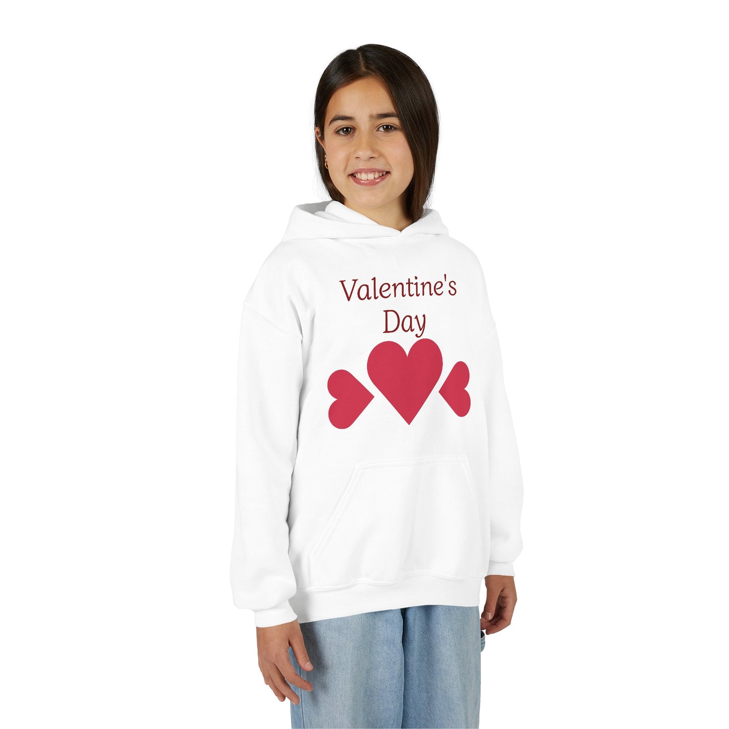 Valentine's Day Kids Hoodie - Pink Heart Trio Youth Sweatshirt
