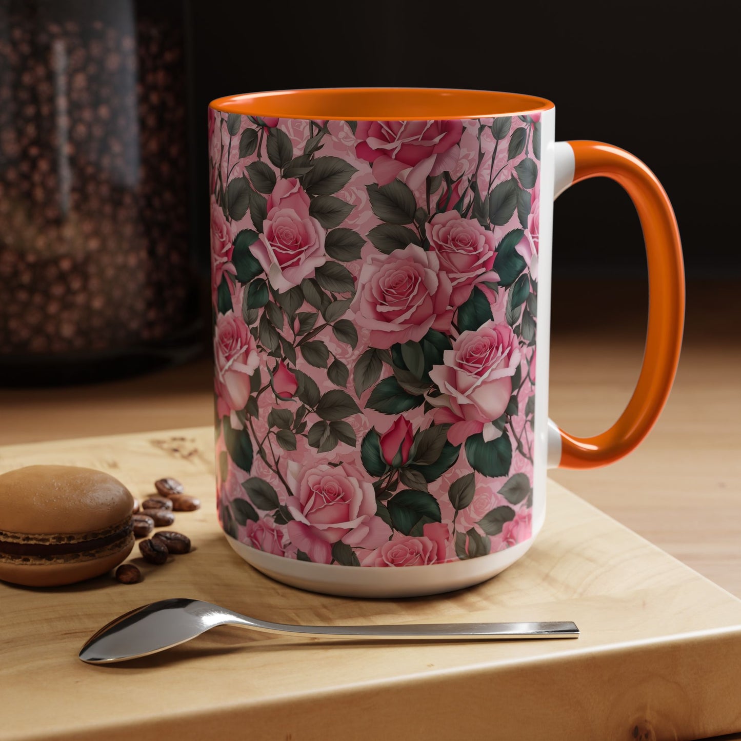 Floral Accent Coffee Mug, Pink Rose Mug, Gift for Her, Tea Cup, Mother's Day Present, Home Decor, Kitchen Essentials