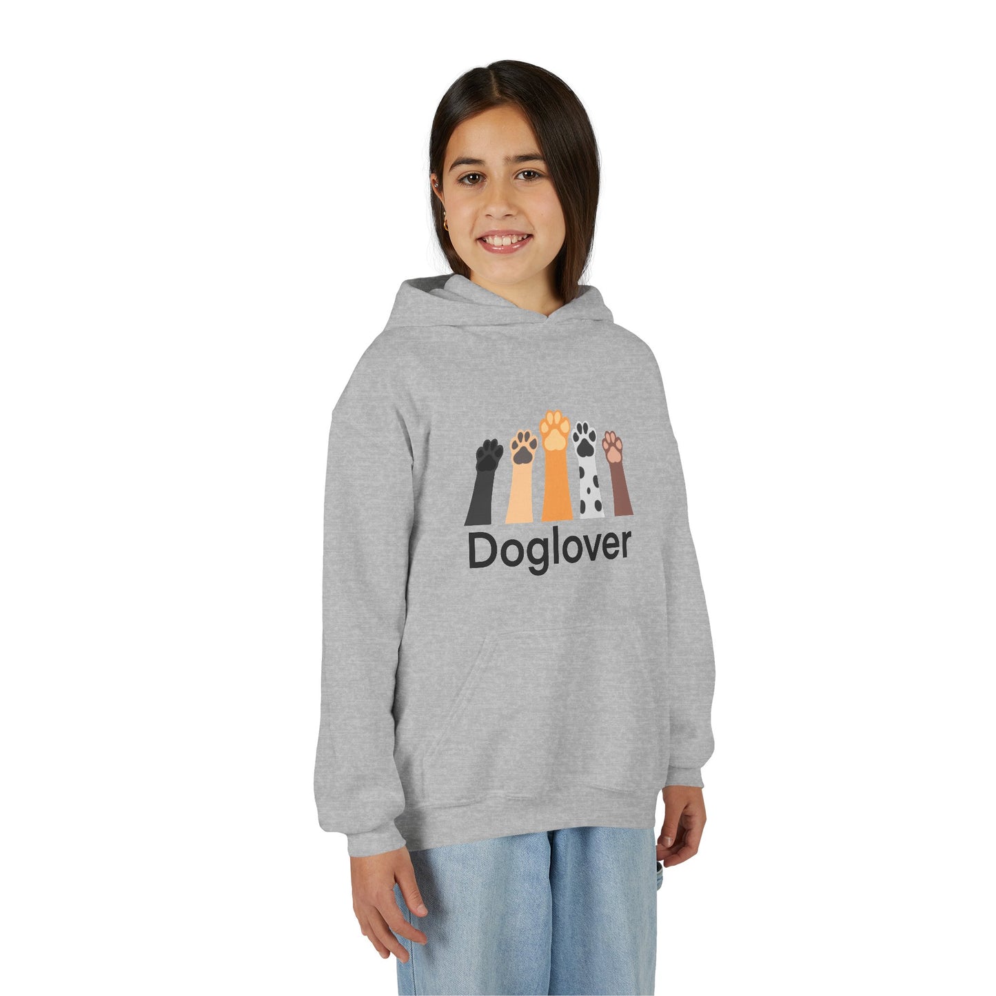 Doglover Youth Hoodie — Cute Paw Print Graphic Sweatshirt for Kids