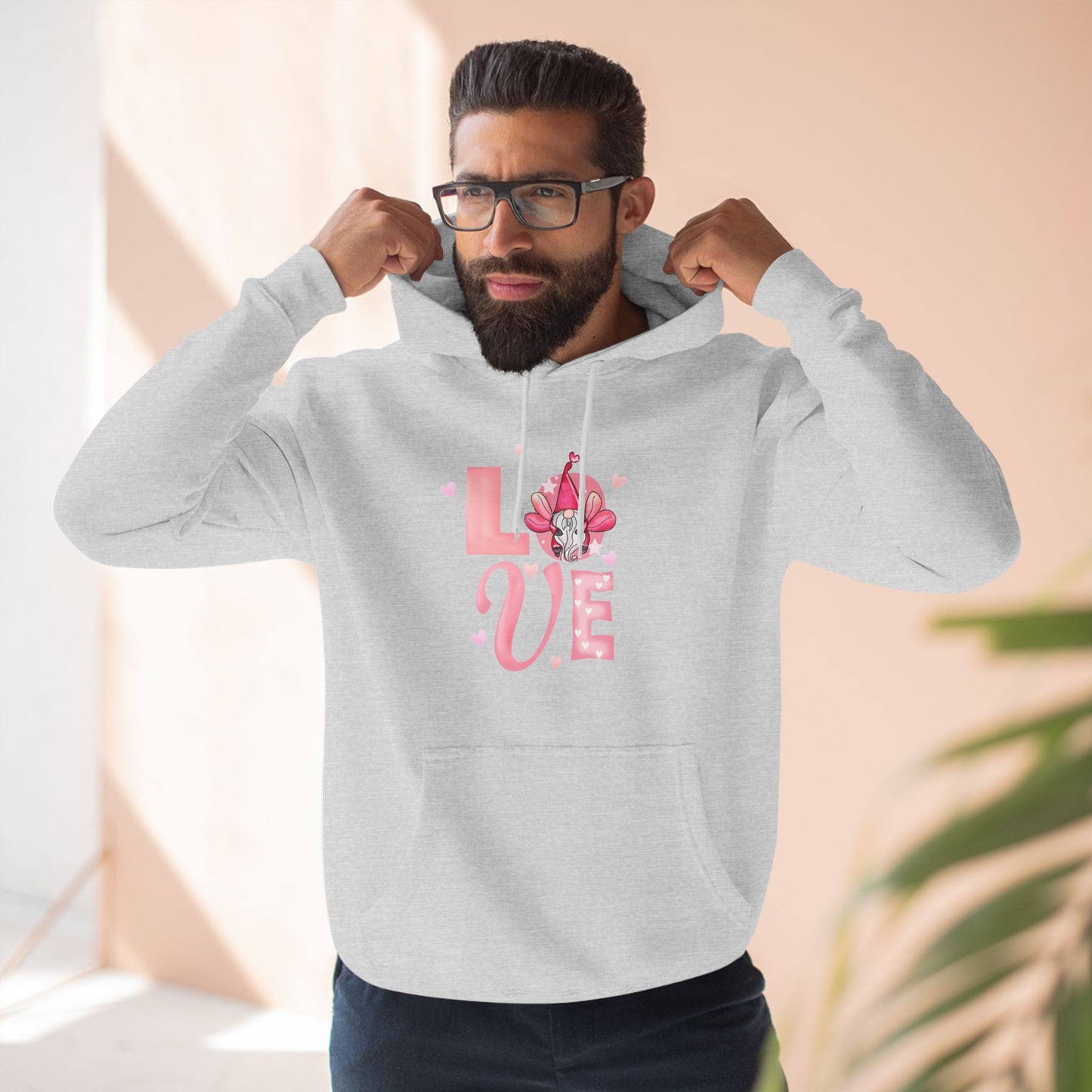 Love Blossom Hoodie — Pink Floral "LOVE" Graphic Fleece Hoodie